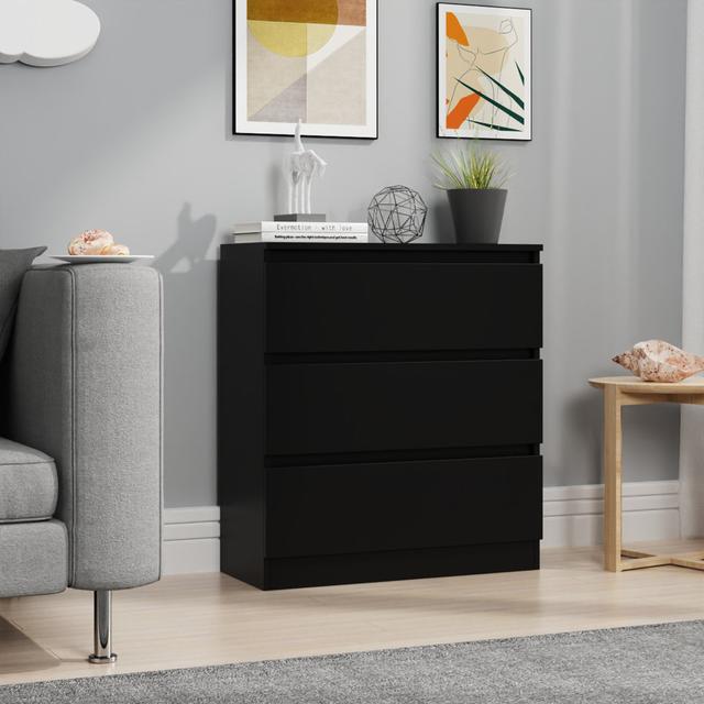 Delondo 3 Drawer 70Cm W Chest Ebern Designs Colour: Dark Black on Productcaster.