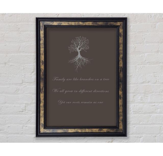 Family Quote Family Are Like Branches 2 Green - Single Picture Frame Art Prints Bright Star Size: 141.4cm H x 100cm W x 8cm D, Colour: Chocolate on Productcaster.