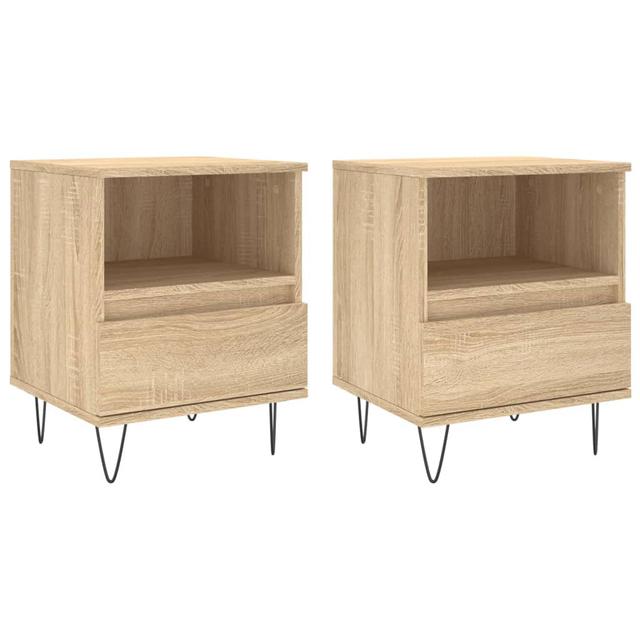 Barrette 1 Drawer Bedside Table (Set of 2) George Oliver Colour: Sonoma Oak on Productcaster.