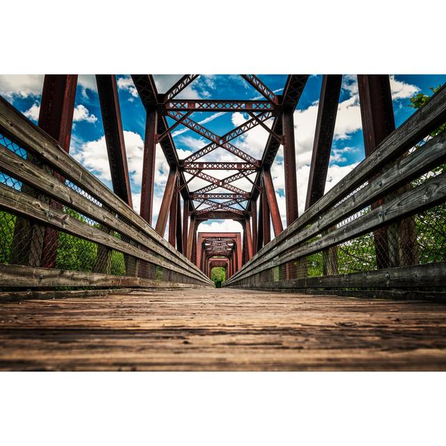 Wooden Foot Bridge - Wrapped Canvas Print 17 Stories Size: 51cm H x 76cm W on Productcaster.