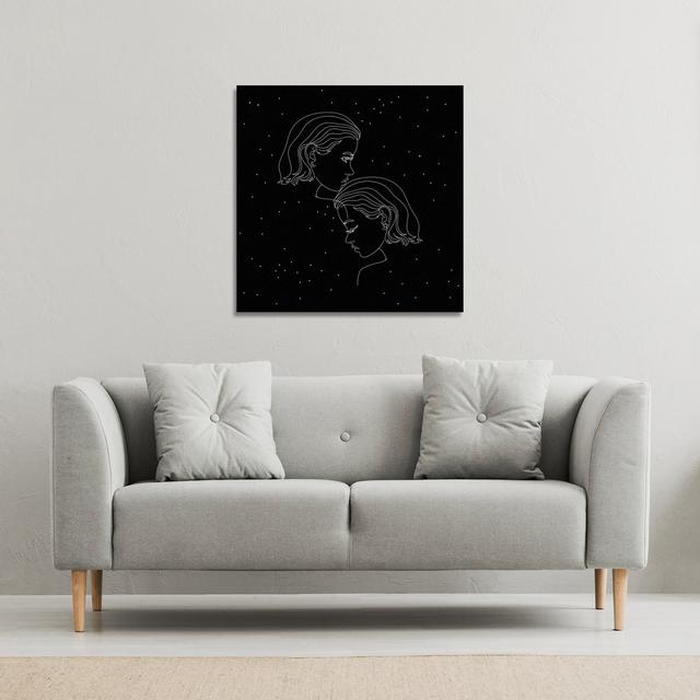 Gemini Zodiac Sign - Wrapped Canvas Print Marlow Home Co. Size: 77cm H x 77cm W on Productcaster.