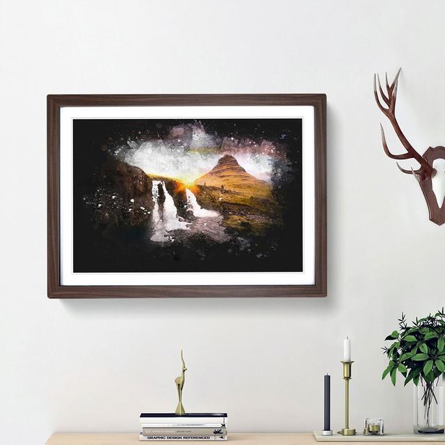 Kirkjufell Waterfalls & Mountain - Picture Frame Graphic Art Print East Urban Home Frame Option: Walnut Framed, Size: 60cm H x 91cm W x 2cm D on Productcaster.