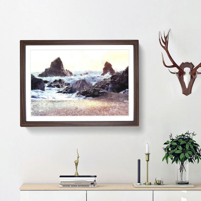 Ocean Crashing Against Rocks - Picture Frame Graphic Art Print East Urban Home Frame Option: Walnut Framed, Size: 33cm H x 45cm W x 2cm D on Productcaster.