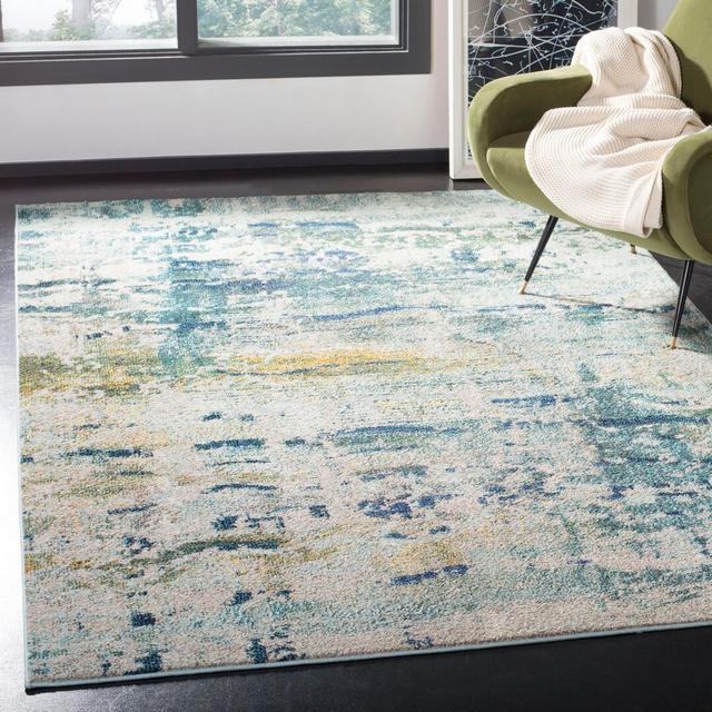 Mcbeth Abstract Machine Woven Blue Area Rug Bloomsbury Market Rug Size: Rectangle 160 x 230cm on Productcaster.