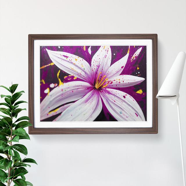 Lily Flower Splash Vol.4 Abstract - Single Picture Frame Print Marlow Home Co. Size: 25cm H x 34cm W, Frame Colour: Brown on Productcaster.