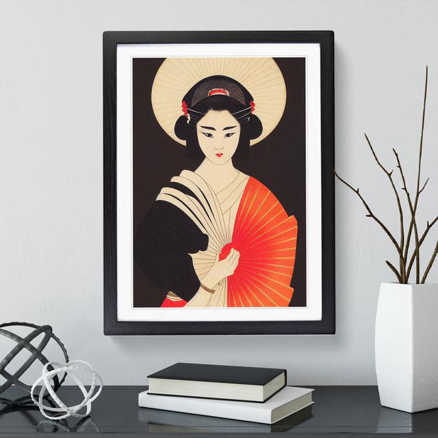 Sculptured Geisha - Single Picture Frame Painting Latitude Vive Size: 34cm H x 25cm W x 2cm D, Frame Colour: Black on Productcaster.