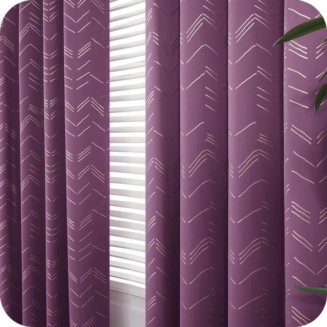 Abrahamsen Polyester Blackout Grommet / Eyelet Curtain Pair Fairmont Park Panel Size: 66cm Width x 229cm Drop, Curtain Colour: Purple on Productcaster.