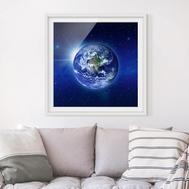 Gerahmtes Poster Earth in Outer Space East Urban Home Rahmenoptionen: Mattes Weiß, Größe: 70 cm H x 70 cm B x 2 cm T on Productcaster.