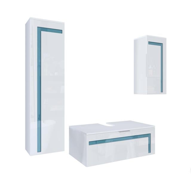 Kerner Bathroom Furniture Suite Metro Lane Colour (Body/Front): White/Petrol, Orientation: Without sink and fittings, With Mirror: No on Productcaster.