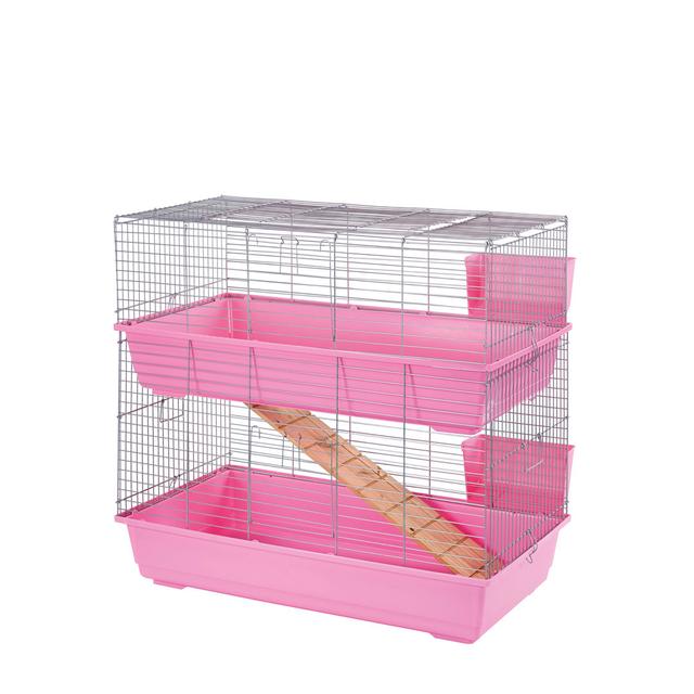 Dees Rabbit Cage with Ramp Archie & Oscar Colour: Pink on Productcaster.