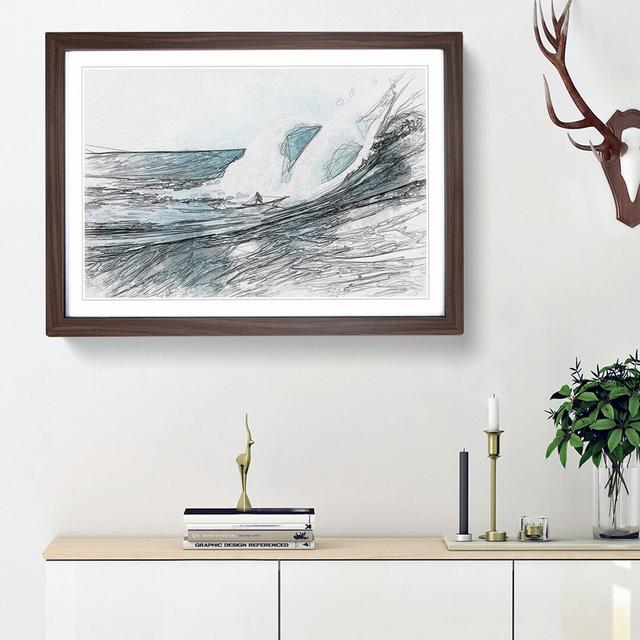 Surfs up in Abstract - Picture Frame Graphic Art Print East Urban Home Size: 62cm H x 87cm W x 2cm D, Frame Option: Walnut Framed on Productcaster.