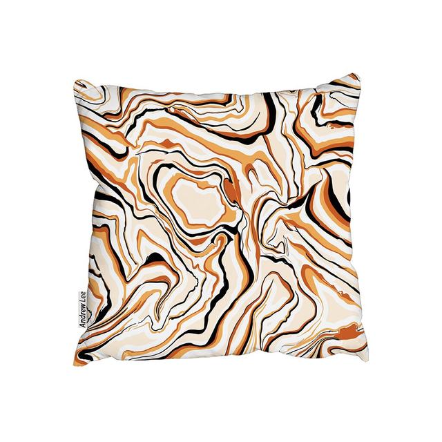 Warm Toned Liquid Marble Outdoor Cushion Andrew Lee Size: 60cm H x 60cm W x 7cm D on Productcaster.