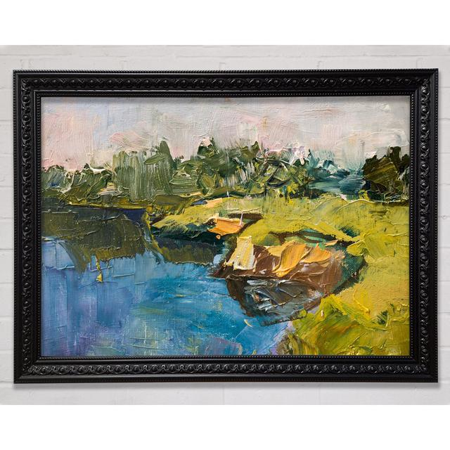 Acrylic On Canvas Paint Strokes - Single Picture Frame Art Prints Ophelia & Co. Format: Charlotte Black Framed Paper, Size: 42cm H x 59.7cm W x 3cm D on Productcaster.