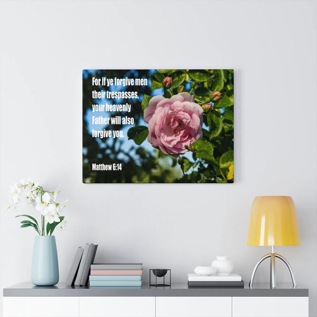 Heavenly Father Forgive You Matthew 6:14 - Wrapped Canvas Typography Blue Elephant Size: 46cm H x 61cm W on Productcaster.