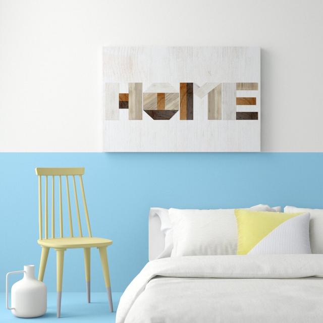 'Wood Home' Typography on Wrapped Canvas East Urban Home Size: 76.2 cm H x 114.3 cm W on Productcaster.