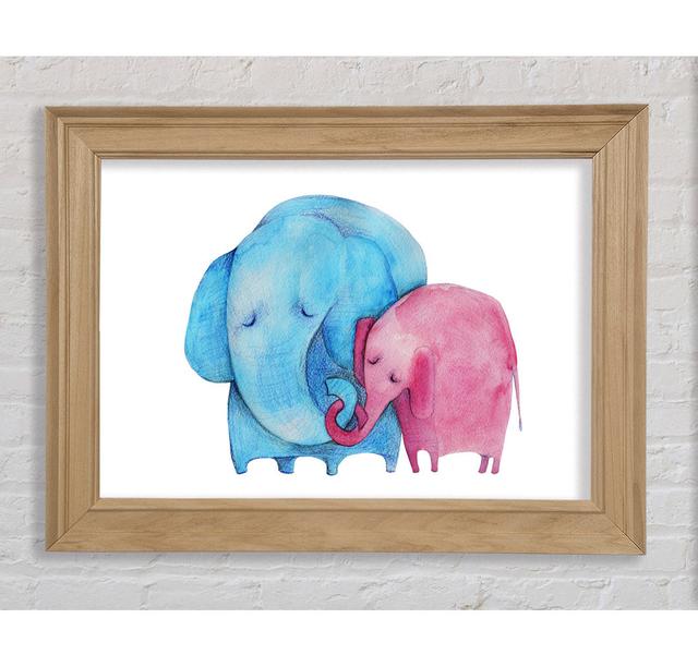 Mother And Baby Elephant - Single Picture Frame Painting on Canvas Isabelle & Max Size: 30cm H x 42cm W x 1.5cm D, Format: Natural Framed Paper on Productcaster.