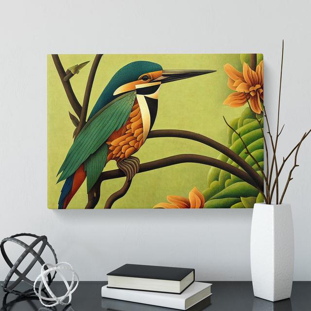 Wild Kingfisher Bird - Wrapped Canvas Painting ClassicLiving Size: 40cm H x 60cm W x 3cm D on Productcaster.