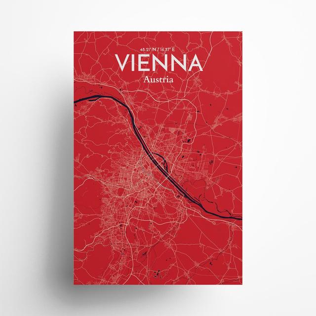 Vienna City Map in Nautical - Unframed Graphic Art Borough Wharf Size: 36cm H x 24cm W x 0.05cm D on Productcaster.