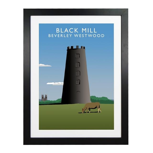 Black Mill by Richard O'Neil - Graphic Art Print on Paper East Urban Home Format: Black Wood Frame, Size: 54 cm H x 44 cm W x 2.2 cm D on Productcaster.