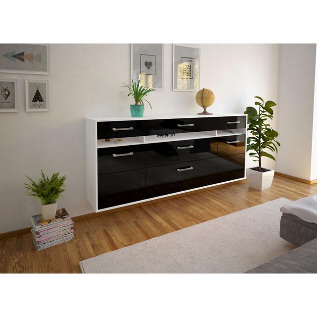 Sideboard, Manchester, flying/metal handles, size: 180x79x35cm Brayden Studio Colour: Black/White on Productcaster.