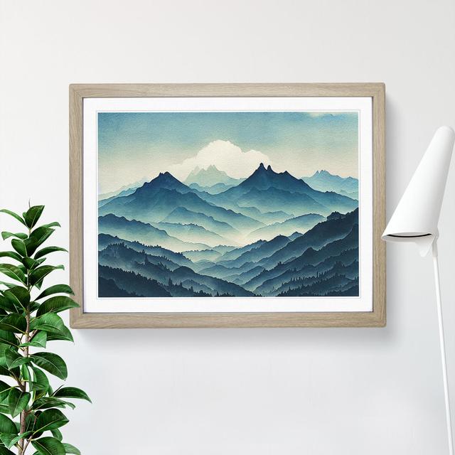 Cool Mist Mountains Vol.3 - Picture Frame Graphic Art Alpen Home Frame Colour: Oak Framed, Size: 46cm H x 64cm W x 2cm D on Productcaster.