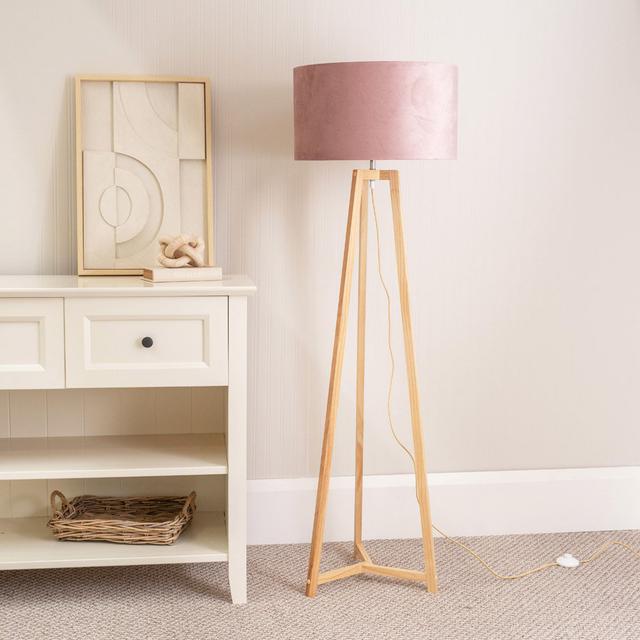 Rhavyn 148cm Traditional Floor Lamp 17 Stories Shade Colour: Blush Pink, Base Finish: Natural on Productcaster.