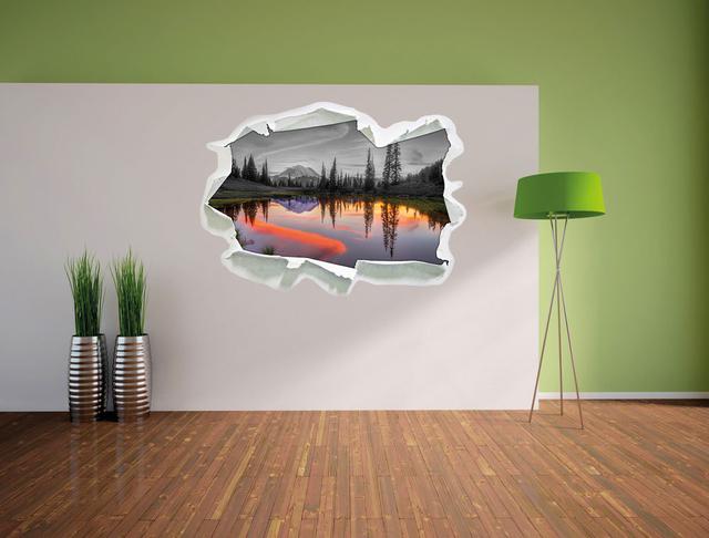 Wandtattoo Sonnenaufgang an kleinem Bergsee East Urban Home Größe: 67 cm H x 92 cm B x 0,02 cm T on Productcaster.