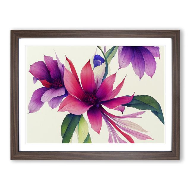 Phenomenal Flowers - Picture Frame Painting Marlow Home Co. Format: Walnut Framed, Size: 46cm H x 64cm W x 2cm D on Productcaster.