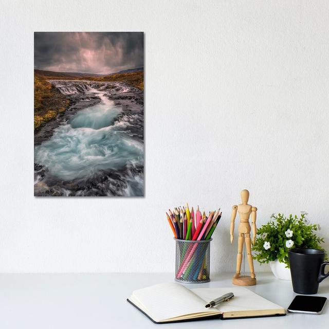 Bruarfoss by Larry Deng - Wrapped Canvas Print Union Rustic Size: 30.48cm H x 20.32cm W x 1.905cm D on Productcaster.