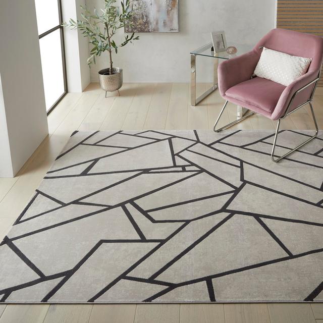 Bal Machine Woven Light Grey Anthracite Rug Ivy Bronx Rug Size: Rectangle 120 x 180cm on Productcaster.