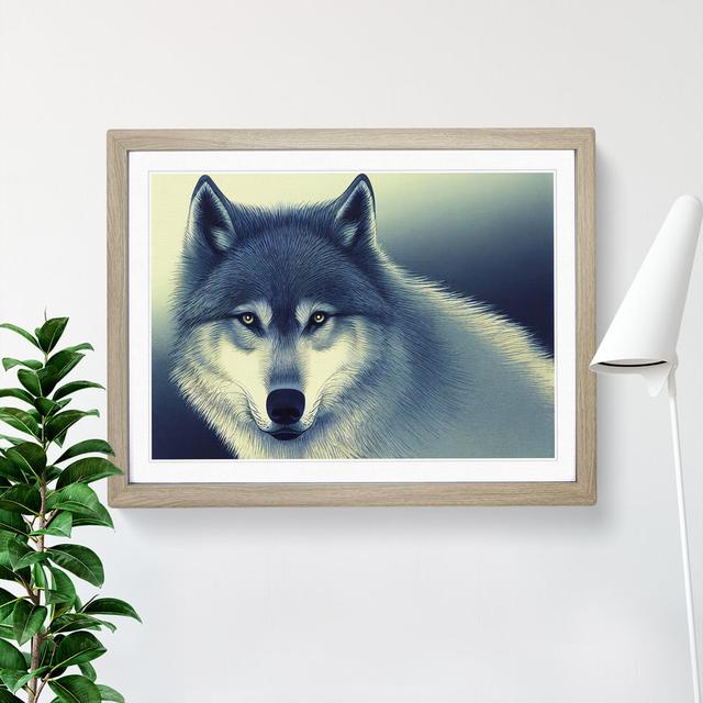 Alluring Wolf - Picture Frame Graphic Art Alpen Home Size: 25cm H x 34cm W x 2cm D, Frame Colour: Oak on Productcaster.