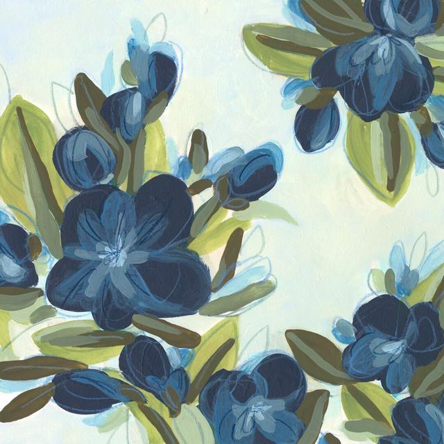 Lush Indigo Blooms III by June Erica Vess - Wrapped Canvas Painting Rosalind Wheeler Size: 76cm H x 76cm W on Productcaster.