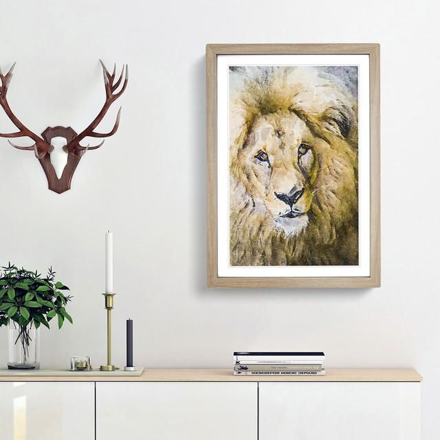 The Face of a Lion - Picture Frame Painting Print on MDF East Urban Home Size: 65cm H x 48cm W x 2cm D, Frame Option: Oak Framed on Productcaster.