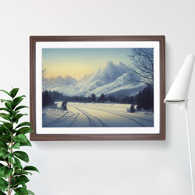 XH1022-10246X Winter Sunrise Mountains Vol.2 - Single Picture Frame Print Union Rustic Size: 34cm H x 46cm W x 2cm D, Frame Colour: Walnut on Productcaster.