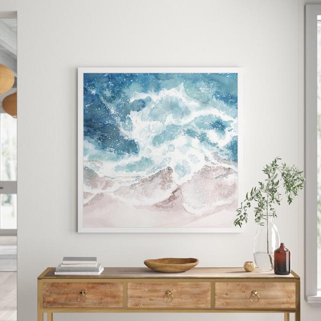 'Seaside Waves' Graphic Art East Urban Home Format: White Frame, Size: 43" H x 43" W x 1.5" D on Productcaster.