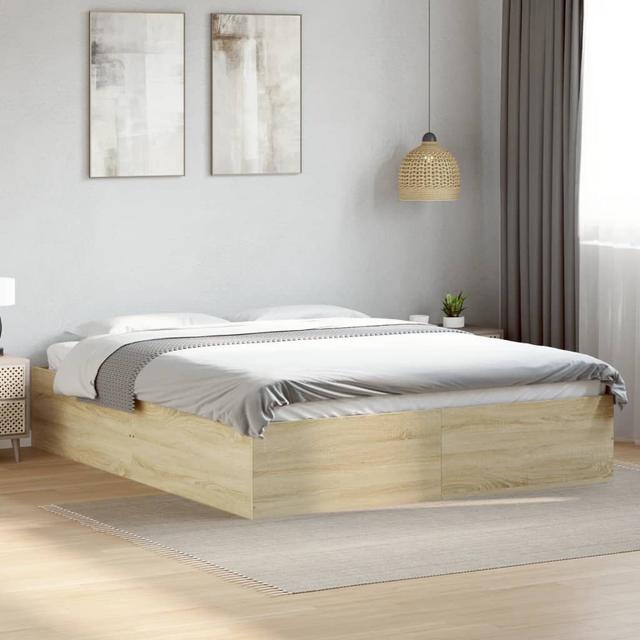 Vidaxl Bed FrameEngineered Wood 17 Stories Size: European Kingsize (160 x 200cm), Colour: Sonoma Oak on Productcaster.