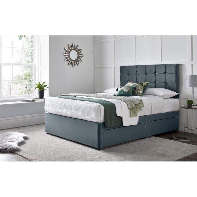 Preetam Divan Bed with 24" Headboard on Struts Wayfair Sleep Colour: Steel, Size: Single (3'), Storage Type: 2 Side Drawers on Productcaster.