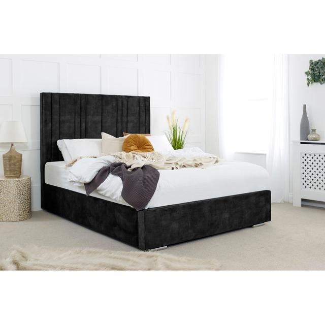 Akoowo Upholstered Bed Frame Canora Grey Colour: Black, Size: Kingsize (5') on Productcaster.