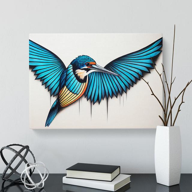 Alluring Kingfisher Bird - Wrapped Canvas Print Marlow Home Co. Size: 35cm H x 50cm W x 3cm D on Productcaster.