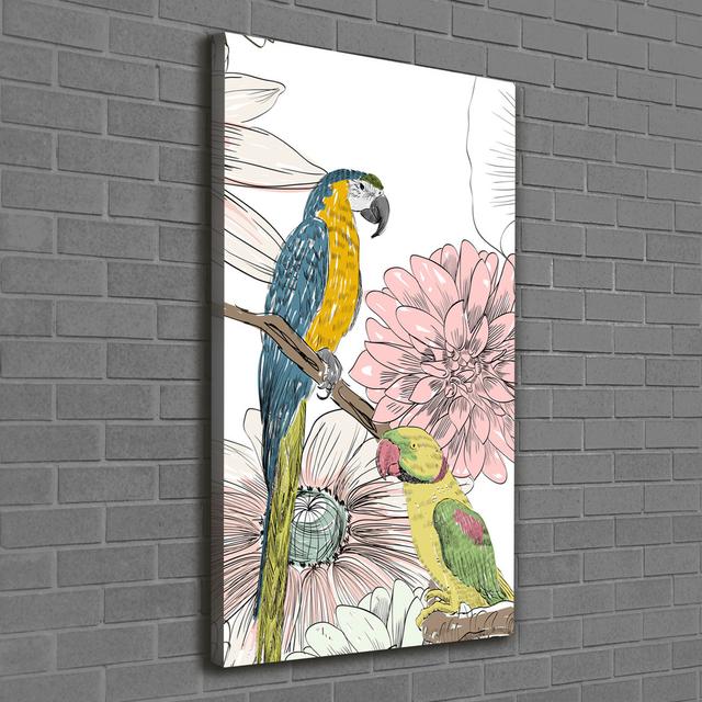 Parrots And Flowers - Wrapped Canvas Art Prints Bay Isle Home on Productcaster.