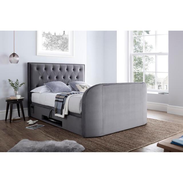 Ameriga Upholstered TV Bed 17 Stories Size: Double (4'6), Colour: Grey on Productcaster.