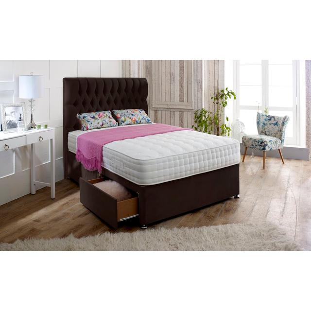 Chesterfield Divan Base 17 Stories Size: Double (4'6), Storage Type: 4 Drawers, Colour: Brown on Productcaster.