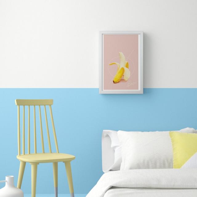 Banana - Print Hashtag Home Size: 60 cm H x 42 cm W x 5 cm D, Format: White Grain Frame on Productcaster.