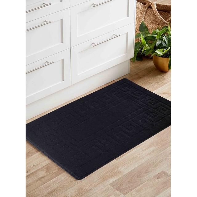 Millfield Greek Key Door Mat Canora Grey Mat Size: 60cm W x 110cm L, Colour: Black on Productcaster.