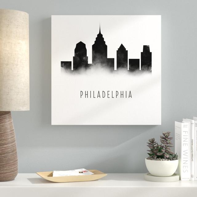 Philadelphia Watercolour - Print East Urban Home Size: 109.22cm H x 109.22cm W x 3.81cm D, Format: Wrapped Canvas on Productcaster.