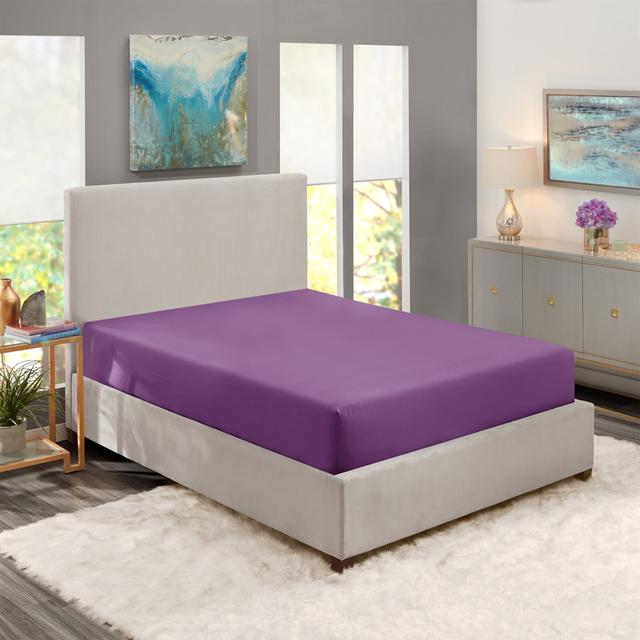 17 Stories Premium Quality Fitted Sheet 17 Stories Size: Super King, Colour: Purple on Productcaster.