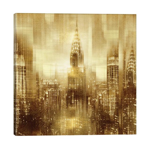 NYC - Reflections In Gold I by Kate Carrigan - Wrapped Canvas Print East Urban Home Size: 66.04cm H x 66.04cm W x 1.91cm D on Productcaster.