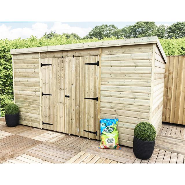 12 x 7 Pressure Treated Pent Garden Shed with Double Doors Rosalind Wheeler on Productcaster.