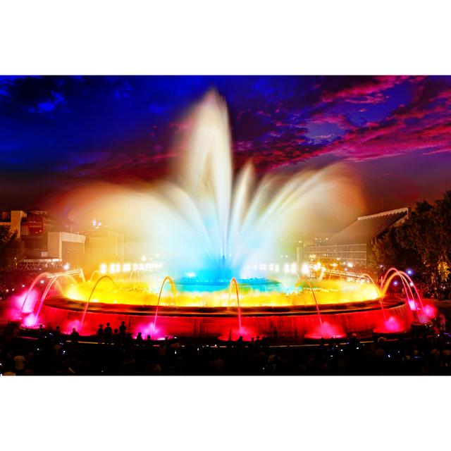 The Famous Montjuic Fountain by Vitalyedush - Wrapped Canvas Photograph 17 Stories Size: 51cm H x 76cm W on Productcaster.