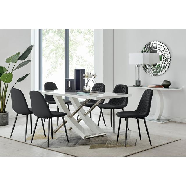 Corova 6 - Person Dining Set Canora Grey Colour (Chair): Black on Productcaster.